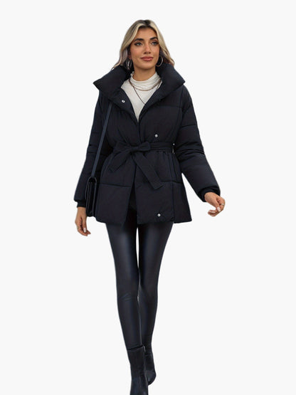 Chaqueta acolchada con cinturón estilo casual para mujer – Ideal para invierno y entretiempo