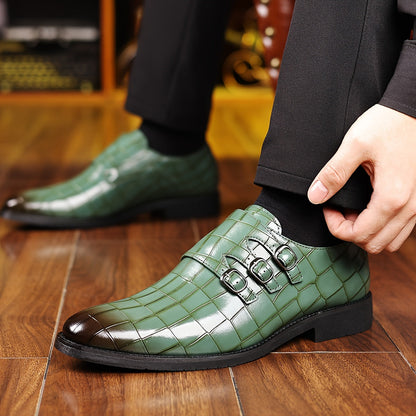 Chaussures habillées à boucle triple pour homme style vintage – élégance formelle et urbaine