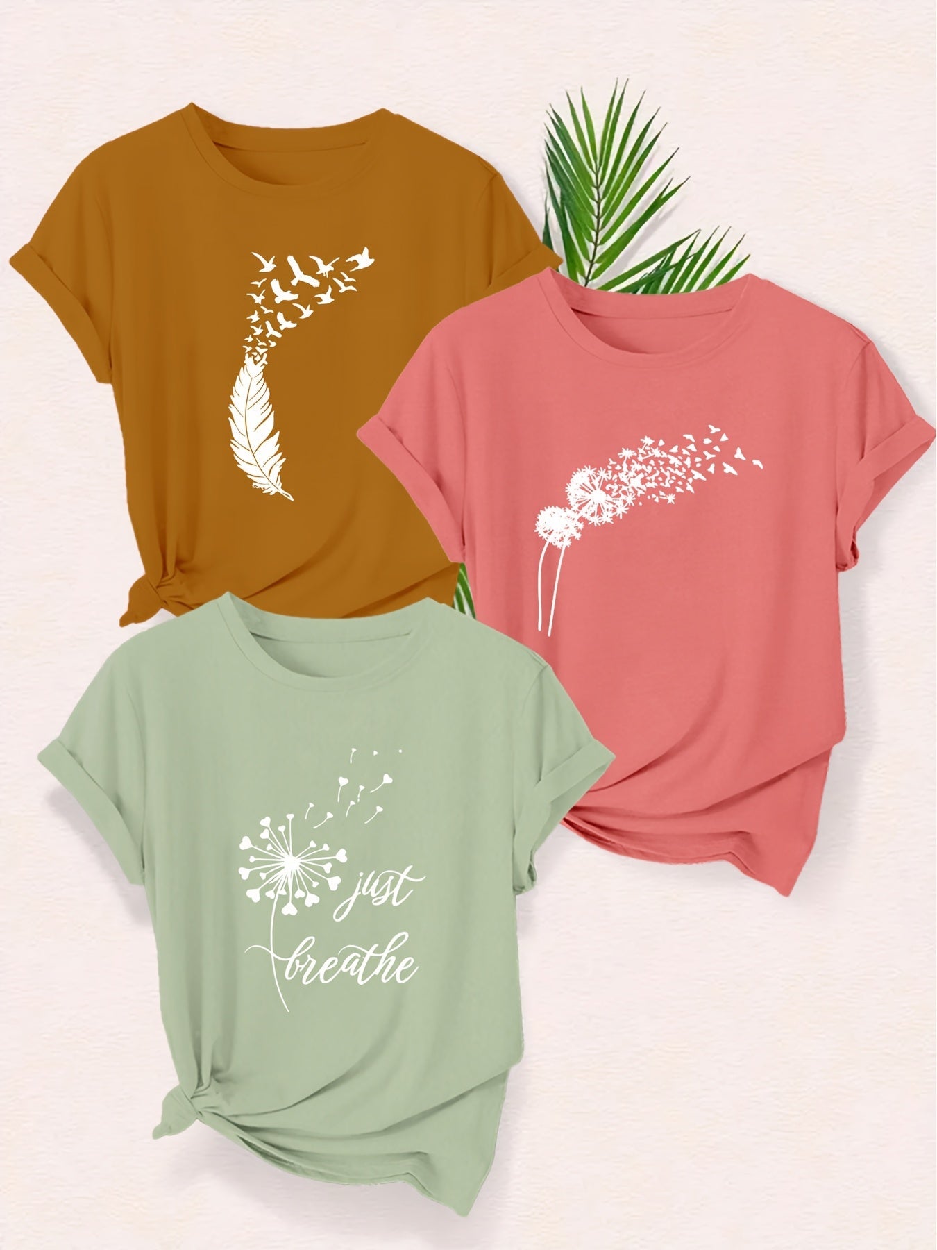 Casual grafiske T-shirts til kvinder med naturmotiver og inspirerende budskab
