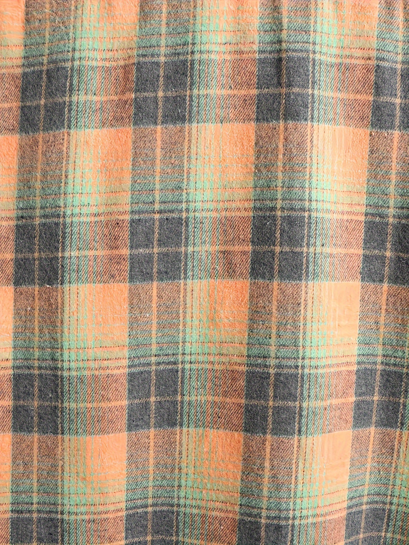 Chemise à carreaux homme, manches longues, orange et gris, style décontracté