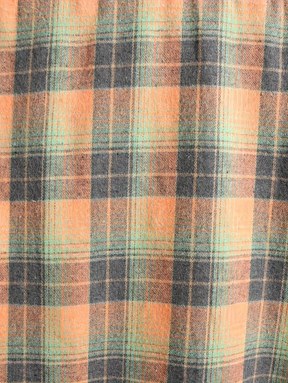 Chemise à carreaux homme, manches longues, orange et gris, style décontracté