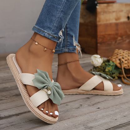 Sandali estivi con fiocco per donna, stile casual e chic