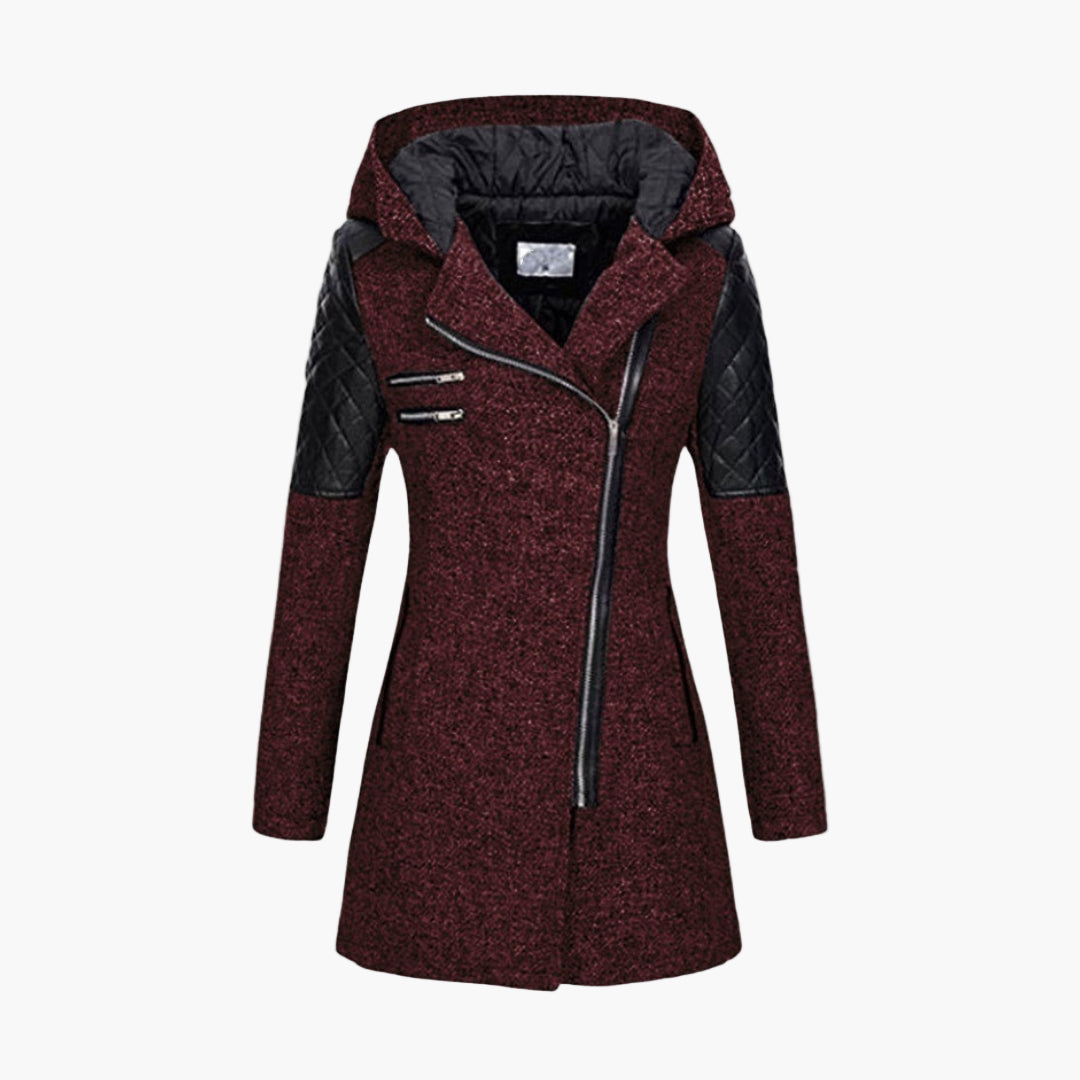 Abrigo de mujer estilo tweed con capucha, elegante y moderno para el invierno