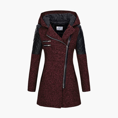 Abrigo de mujer estilo tweed con capucha, elegante y moderno para el invierno