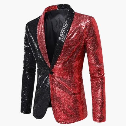 Giacca da sera uomo stile smoking, motivo geometrico brillante, ideale per feste ed eventi eleganti