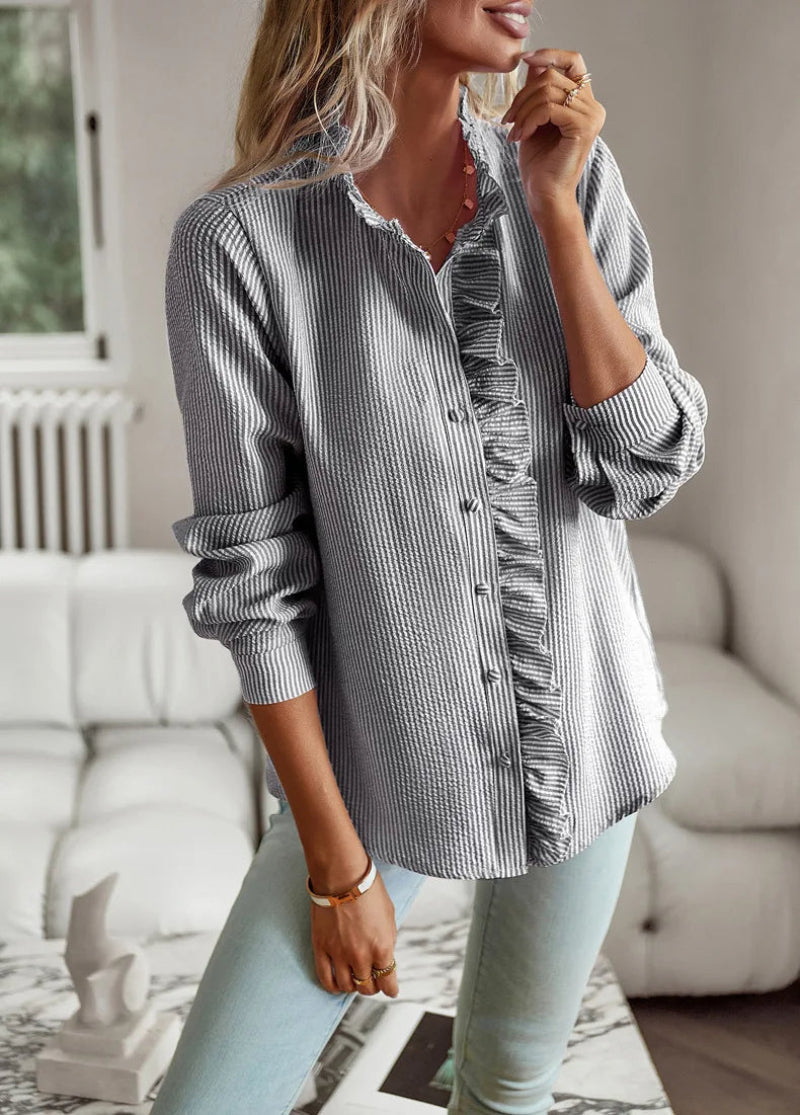Chemisier Femme Élégant à Volants Style Décontracté et Chic pour Bureau et Quotidien