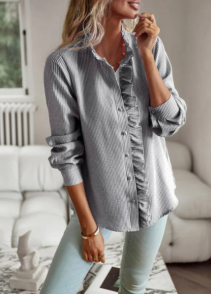 Chemisier Femme Élégant à Volants Style Décontracté et Chic pour Bureau et Quotidien