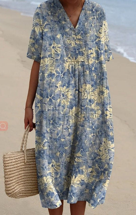 Langes, lässiges Damenkleid im Boho-Stil, ideal für Strand und Sommer