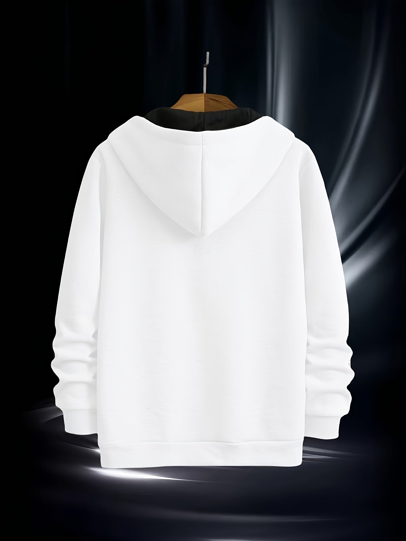 Sweat à Capuche Homme Zippé Asymétrique Couleur Unie avec Poche Kangourou