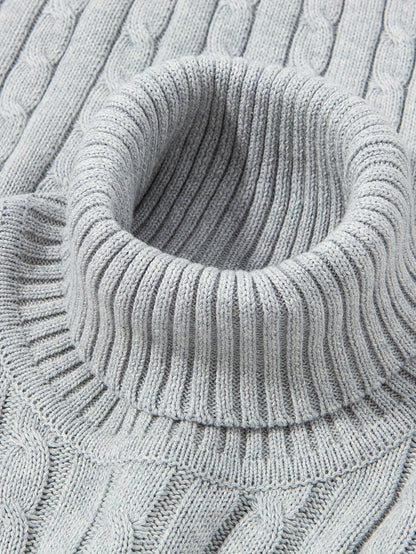 Pull à col roulé torsadé style décontracté pour homme - Manches longues, usage quotidien