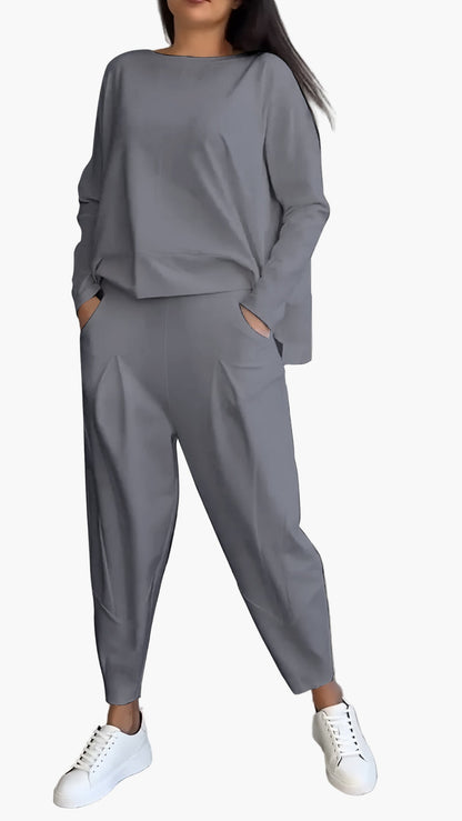 Completo relax due pezzi stile casual da donna – comfort chic per la casa e le uscite