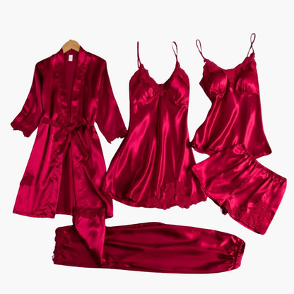 Ensemble de Nuit 5 Pièces Femme Élégant Style Kimono et Lingerie pour Maison et Détente