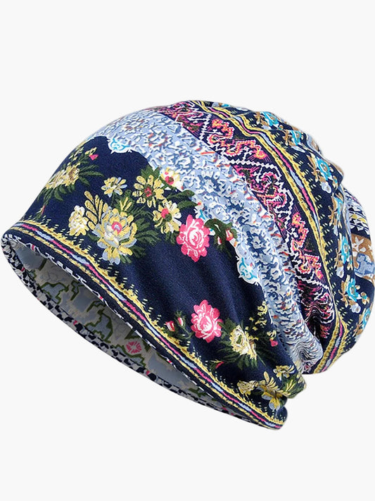 Dame boheme-stil hue med elegant blomsterprint til forår, sommer og efterår