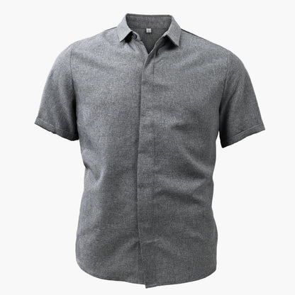Chemise Homme Élégante Col Revers Manches Courtes Style Décontracté Été