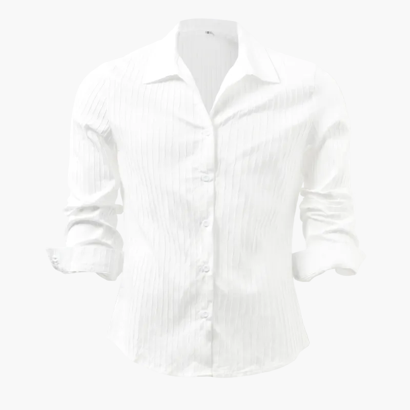 Chemise Homme Élégante à Rayures Style Décontracté Chic – Manches Longues et Col à Revers