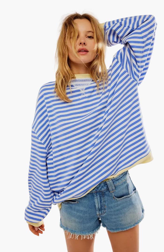 Loose striped pullover for women - Trendy city fashion