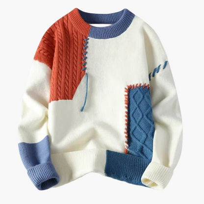 Patchwork-pullover i kreativ stil til mænd – afslappet og trendy efterårs- og vinterpullover