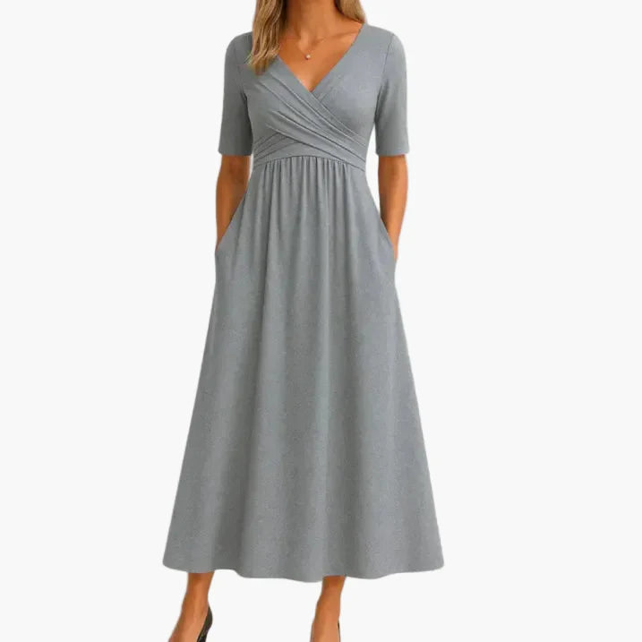 Elegante midi-jurk voor dames met overslagstijl, veelzijdig voor speciale gelegenheden en uitjes