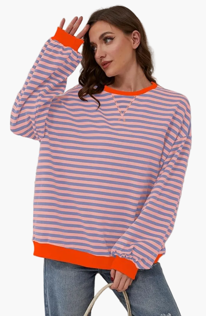 Loose striped pullover for women - Trendy city fashion