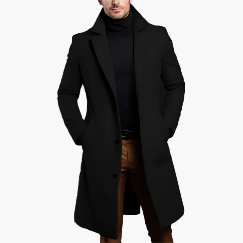 Lang klassisk elegant frakke til mænd – business og urban stil