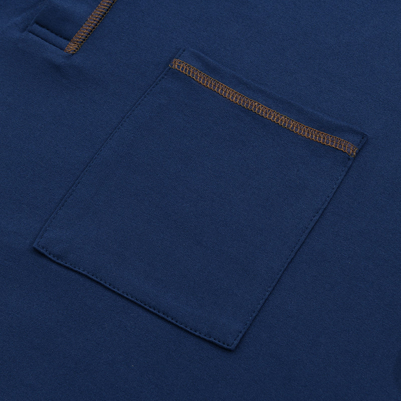 Męski t-shirt z kołnierzem Henley, swobodny styl, krótkie rękawy, modny miejski look