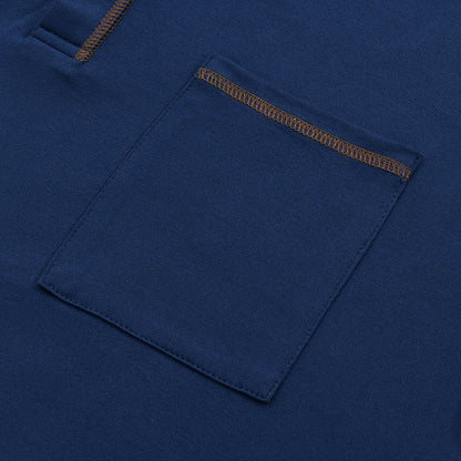 Męski t-shirt z kołnierzem Henley, swobodny styl, krótkie rękawy, modny miejski look