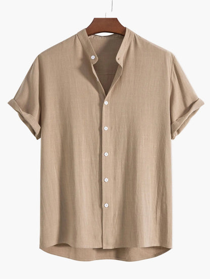 Chemise casual col mao à manches courtes pour homme – Style décontracté et élégant, idéale pour l'été et la vie quotidienne