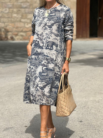 Robe longue ample d'hiver à manches longues pour femme, style décontracté bohème chic
