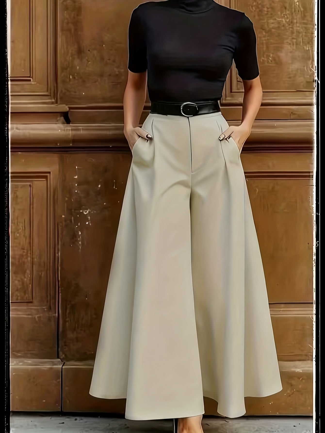 Pantalon large évasé femme style élégant soirée et bureau