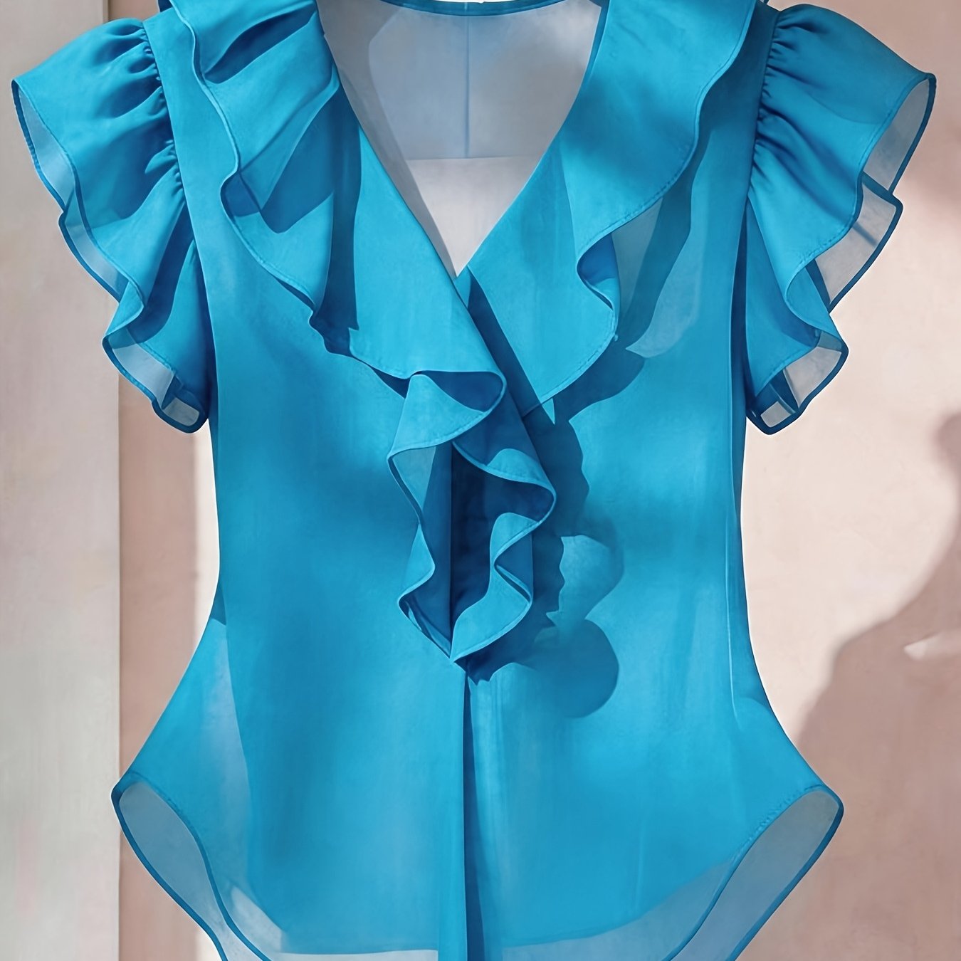 Blouse Femme Élégante à Volants Style Romantique pour Tenue Chic et Bureau
