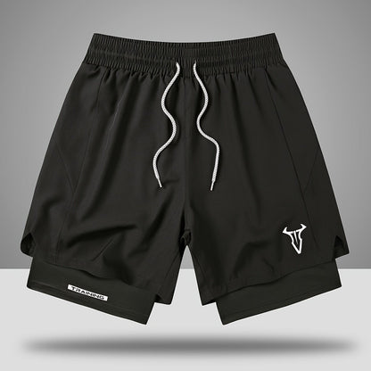Short de sport homme entraînement double couche style moderne pour fitness et course à pied