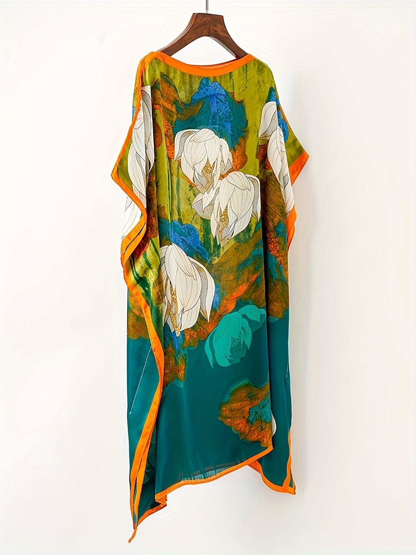 Tunique de plage bohème femme style asymétrique imprimé floral chic vacances