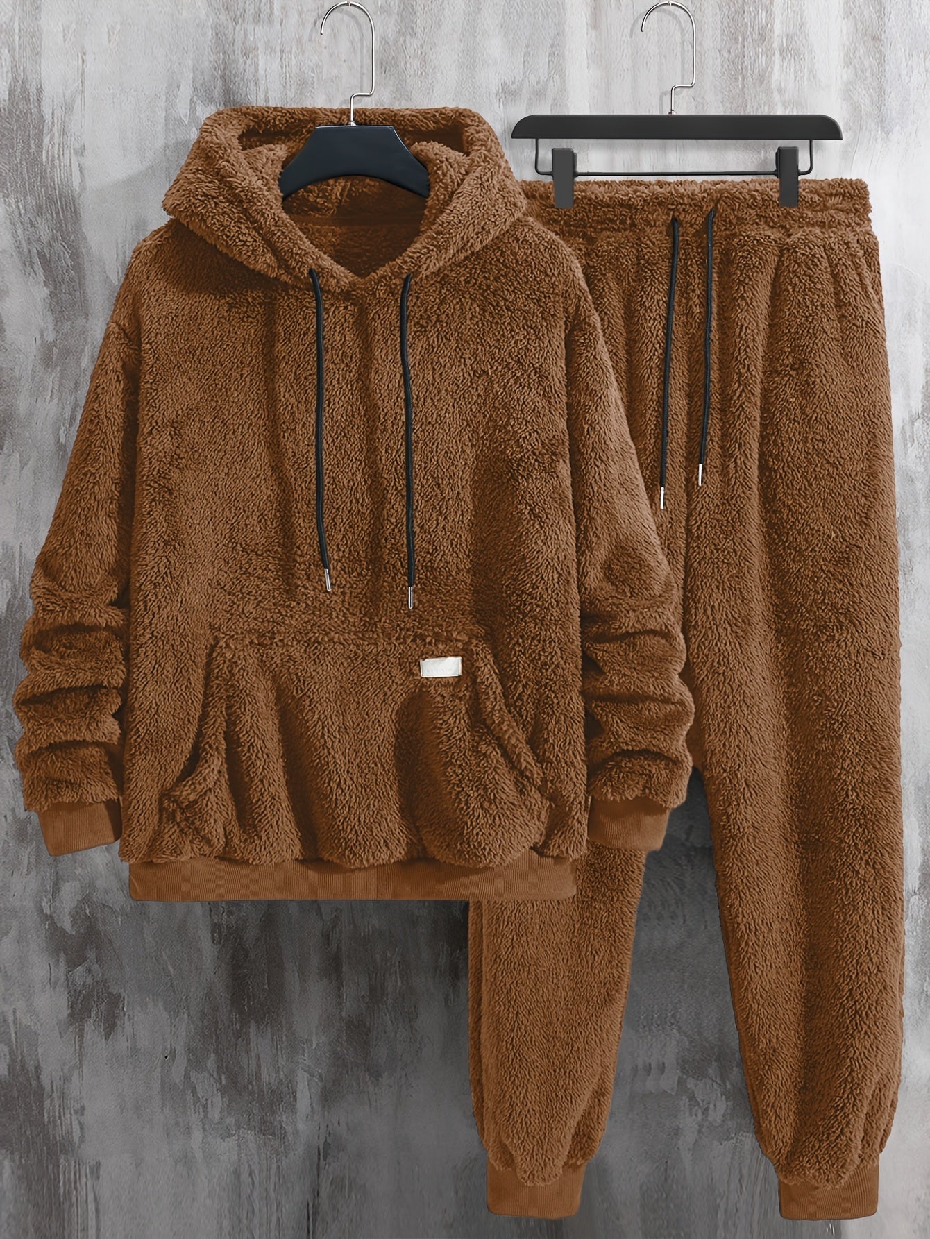 Ensemble Homme Loungewear Molleton Capuche et Pantalon Teddy Poil Long