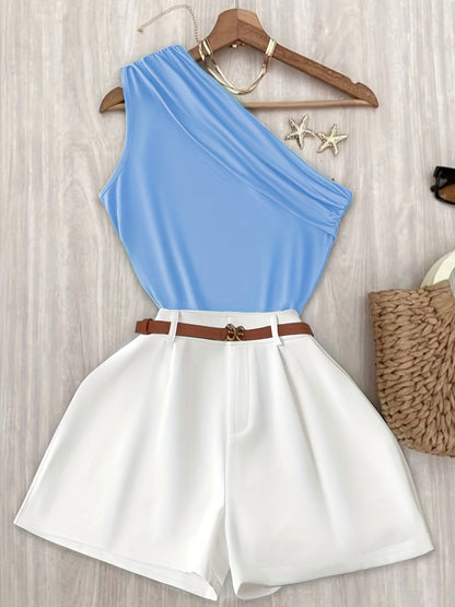 Mono corto elegante asimétrico para mujer, estilo chic, ideal para primavera-verano