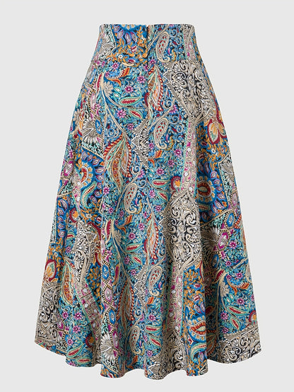 Jupe longue femme style bohème chic imprimé paisley – Élégante et fluide pour le printemps-été