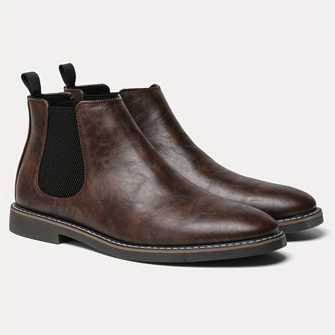 Bottes Chelsea Homme Marron Foncées Élastiquées Style Classique