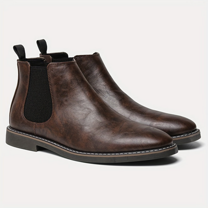 Bottes Chelsea Homme Marron Foncées Élastiquées Style Classique