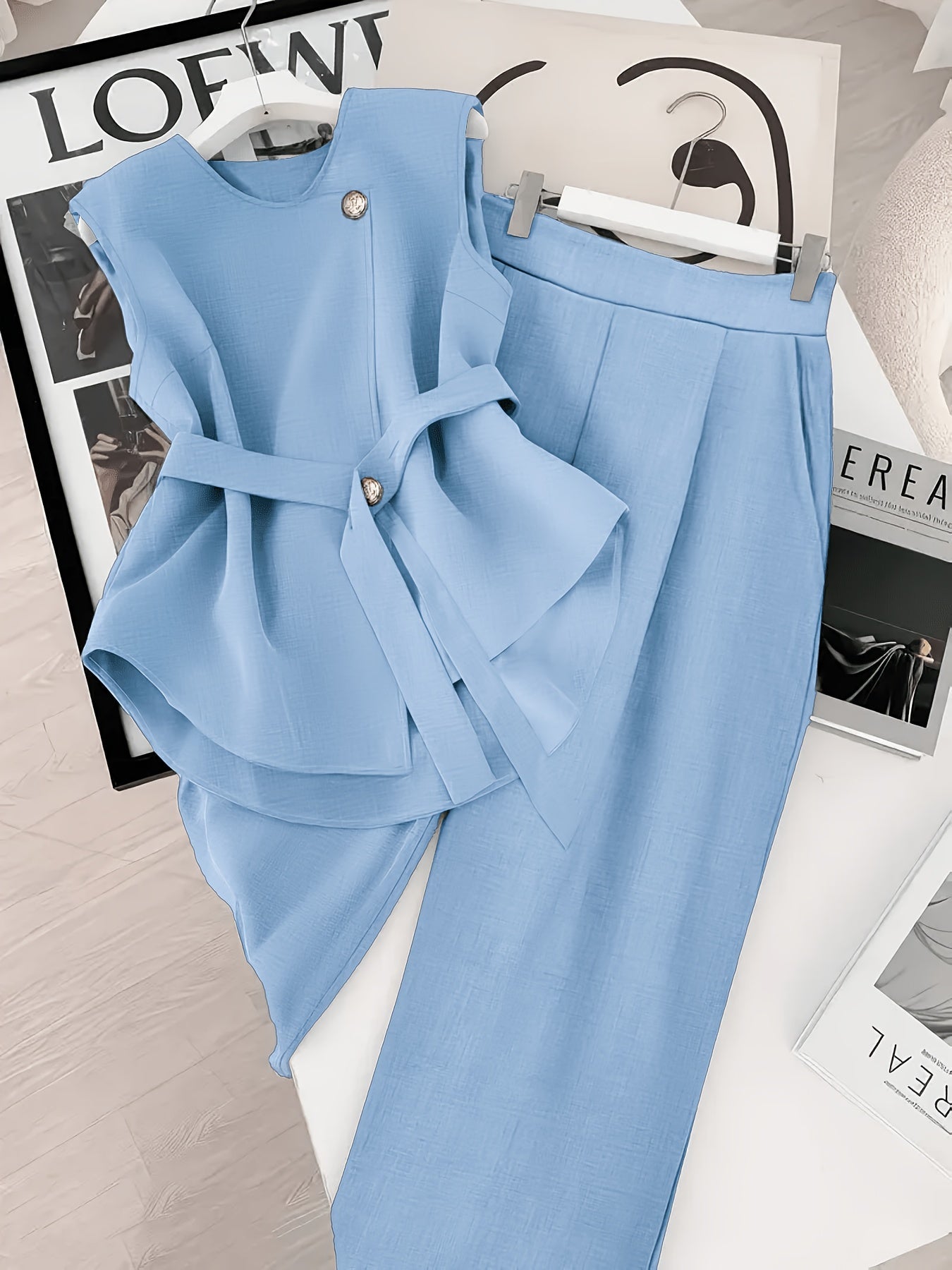 Conjunto de Dos Piezas para Mujer Elegante Estilo Moderno para Oficina y Eventos