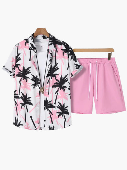 Camicia hawaiana con stampa di palme da uomo - Stile spiaggia casual estivo