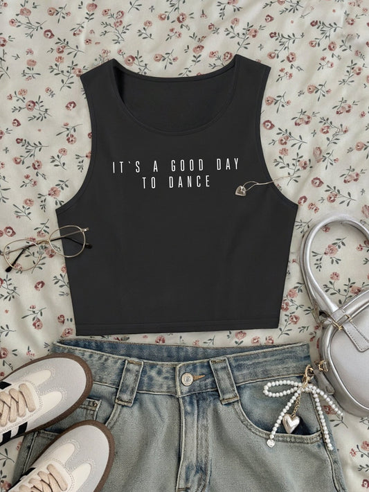 Women's graphic tank top casual style with dance message, urban trend, ideal for leisure and outings