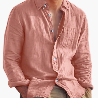 Chemise décontractée pour homme à manches longues style plage – Idéale pour sorties et vacances