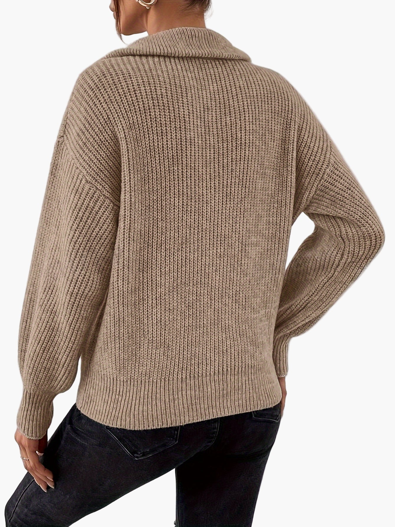 Dame lynlåspullover med høj krave i elegant stil til et trendy hverdagslook