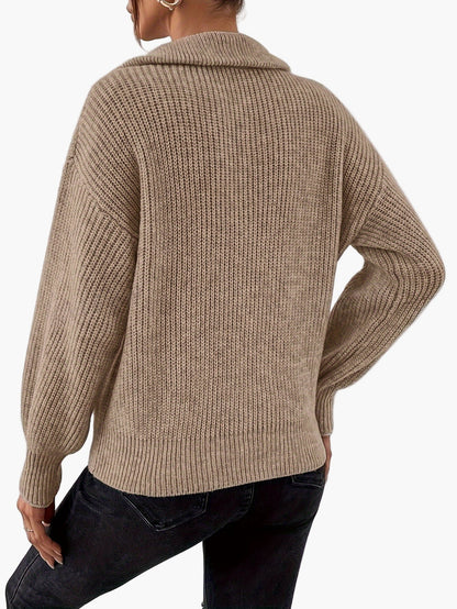 Dame lynlåspullover med høj krave i elegant stil til et trendy hverdagslook
