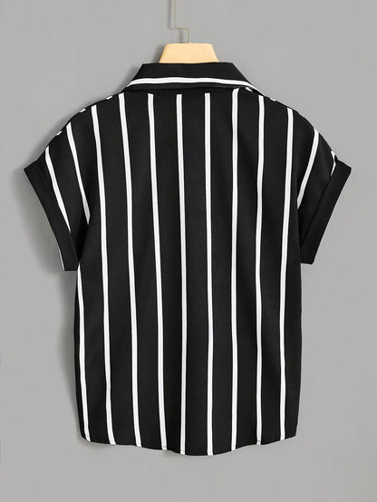 Chemise nouée à rayures style élégant pour femme - idéale pour l'été