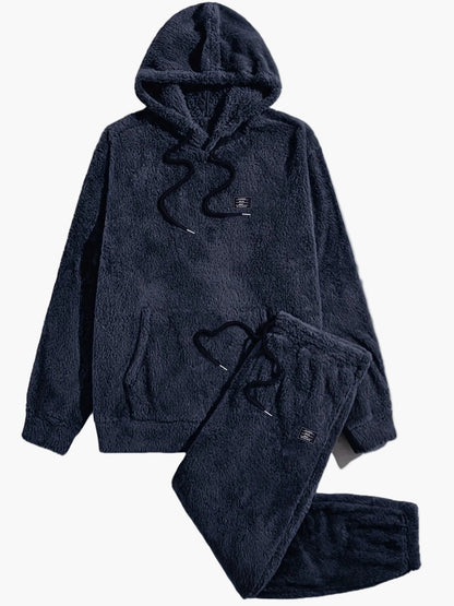 Męski dres casual z kapturem w stylu polarowym na jesień i zimę