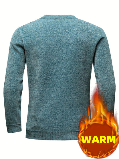 Pull Homme Col Rond Tricoté Maille Texturée Rayures Poitrine Manches Longues