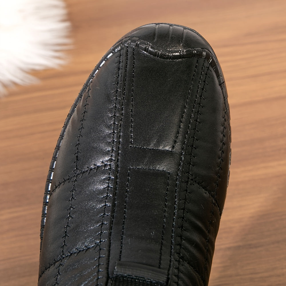 Chaussons Homme Doublés Chaussures Simples à Enfiler Hiver Noir
