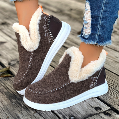 Chaussons montants doublés en fourrure pour femme, style mocassin, diverses couleurs