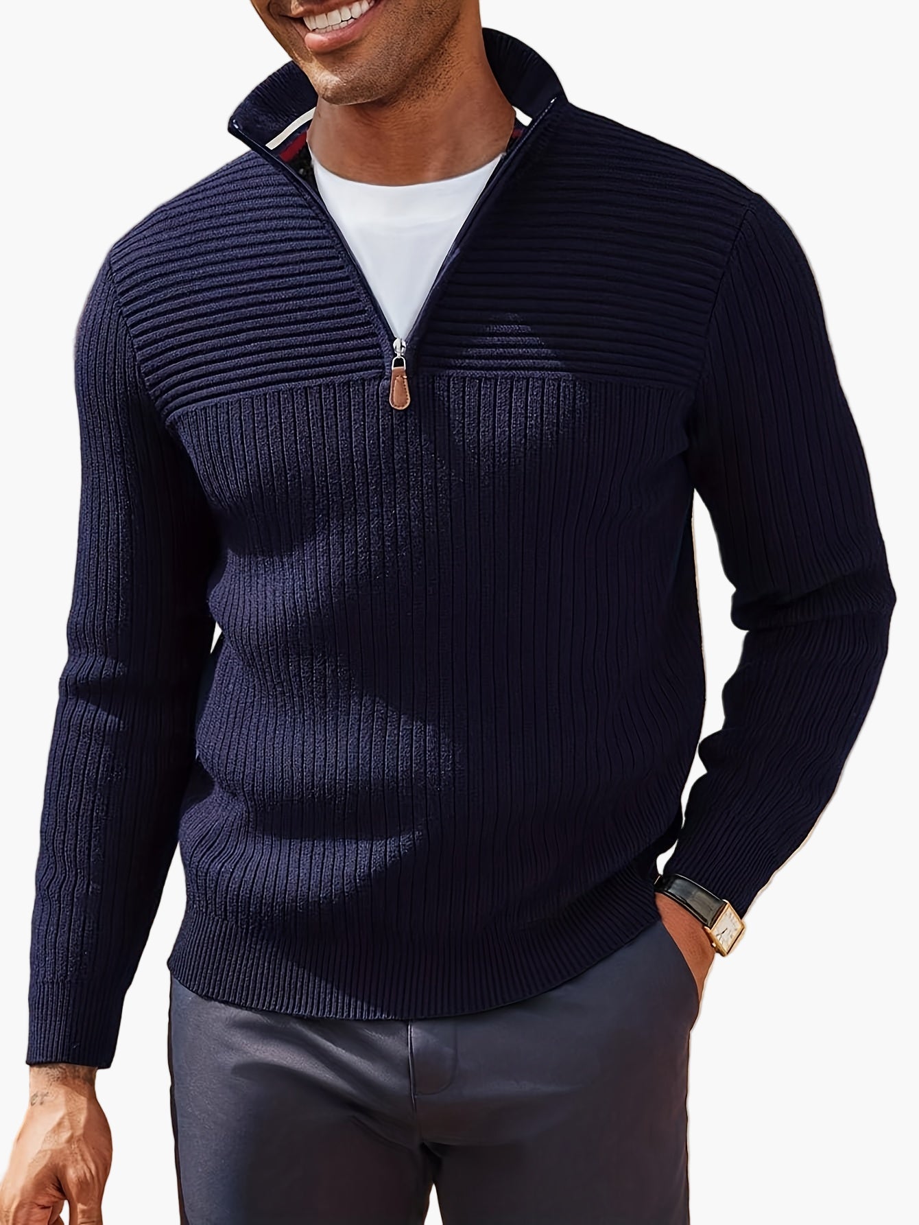 Maglione con zip mezza chiusura stile casual da uomo - Ideale per autunno inverno