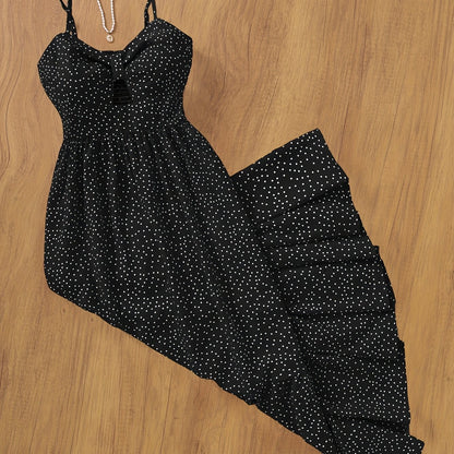 Vintage stijl lange jurk met stippen voor elegante en chique dames